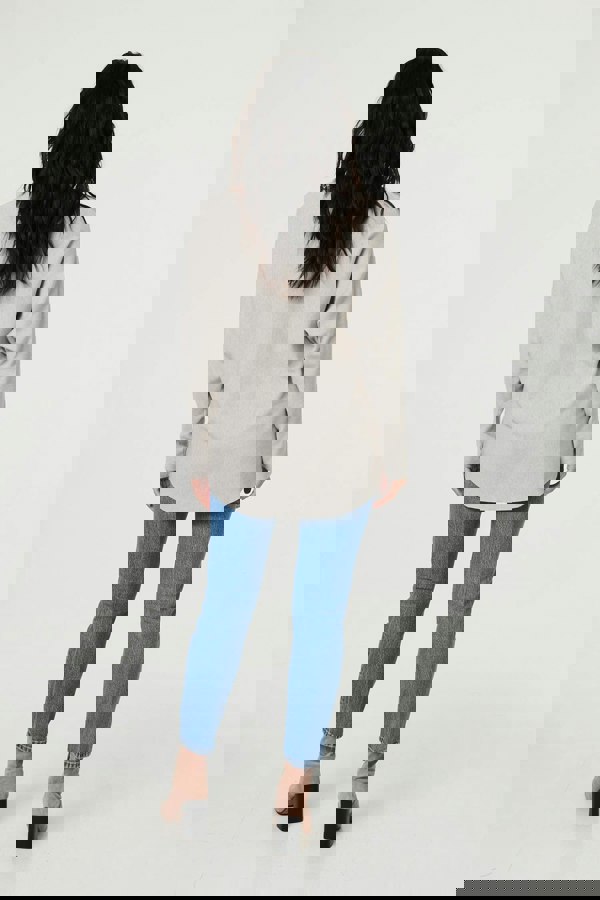 Grey | Leaf Print Batwing Sleeve Relaxed Top
