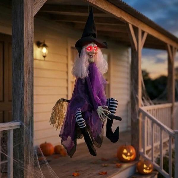 Garden Greatness Hanging Animated Kicking Witch Halloween Decor