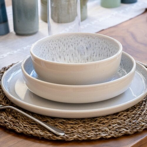 Scandi Home Stockholm 16-Piece Ceramic Tableware Set, Oatmeal Reactive Glaze