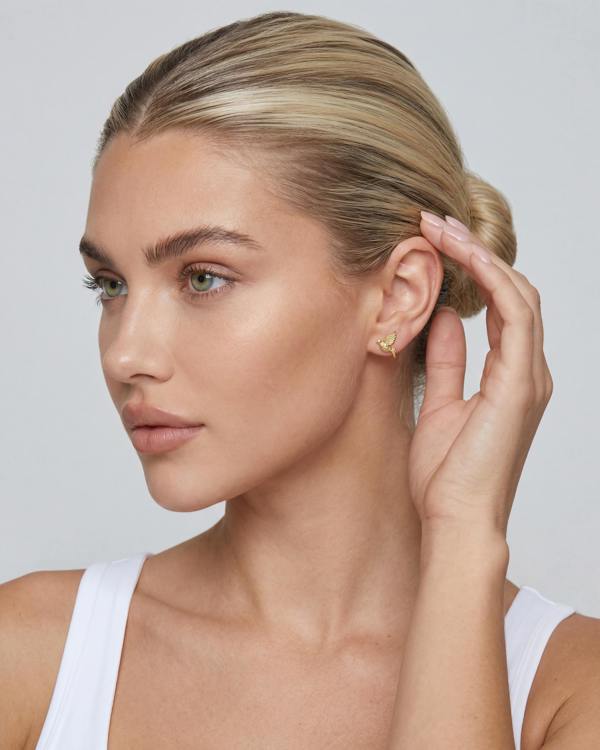 Elk & Bloom Dainty 14K Gold Love Birds Stud Earrings