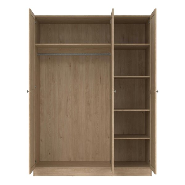 Wyld Haus Cherryfern Natural Oak Wood Wardrobe 3 Frame Doors