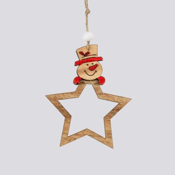 3 Piece Wooden Star Hanging Christmas Decorations with Twine String, Natural Finish image 6