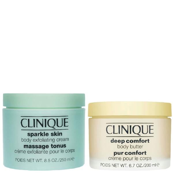Clinique Bundles Duo: Sparkle Skin Body Exfoliating Cream 250ml / 8.5 oz. & Deep Comfort Body Butter 200ml / 6.7 fl.oz.