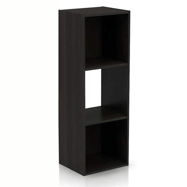 WALPLUS Minimalist Pelli Cubic Storage Cabinet, 3x1, Espresso for Small Spaces