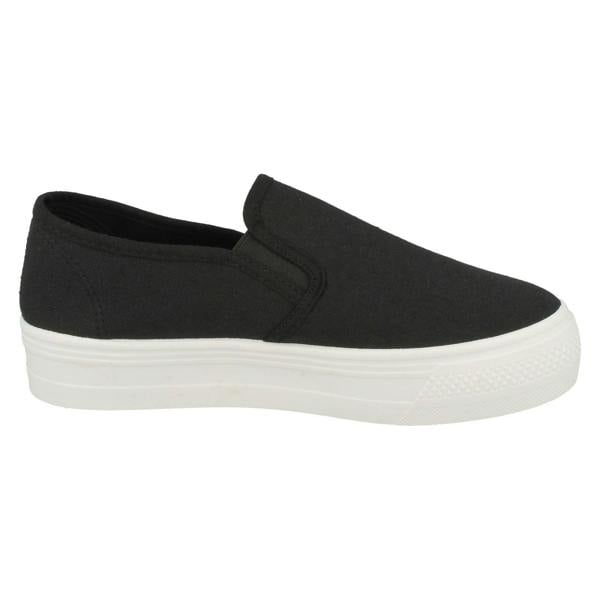 Spot On Ladies Spot On Platform Canvas Pumps F80522