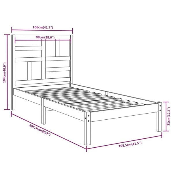 Berkfield Bed Frame Solid Wood 100x200 cm