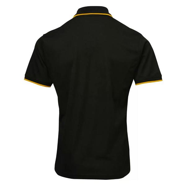 Premier Mens Coolchecker Contrast Pique Polo Shirt - Black/Sunflower