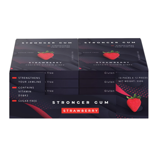 Stronger Gum Strawberry Sugar Free Vitamin D3 & K2, 120 pieces