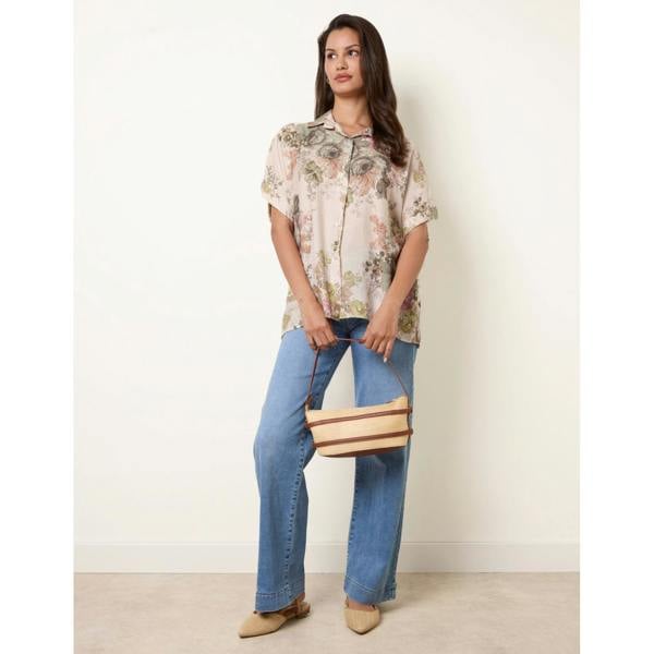 Blue Vanilla Floral Button Front Shirt