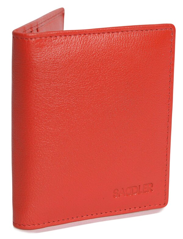 SADDLER Compact Leather Card Wallet "Lexi" – Handmade by Saddler | RFID Protected & Gift Boxed - Red