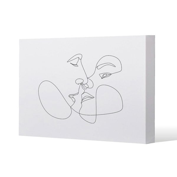 Benjamin Tate Design couple kiss in line art Slim Style Canvas Print  90x120cm , 15mm Slim Real wood.