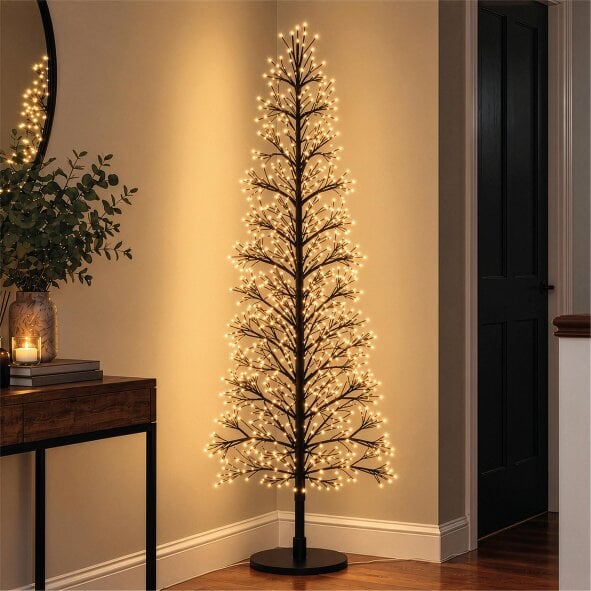 Scotts of Stow Xmas Haus Pre Lit Firework Tree with Warm Light LEDs with Timer