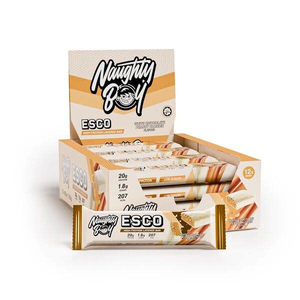 Naughty Boy ESCO Protein Bar, White Chocolate Peanut Blondie - 12 x 65g