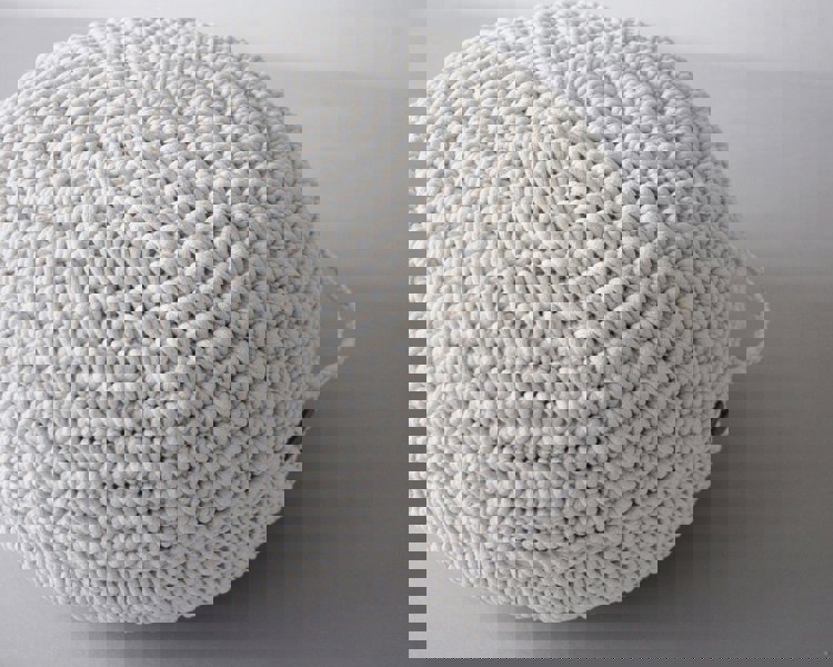 Crocheted ottoman IVORY - Zuri House