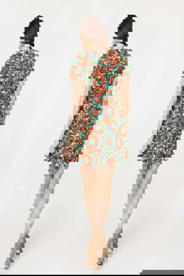 Red | Printed Ruffle Front Wrap Dress