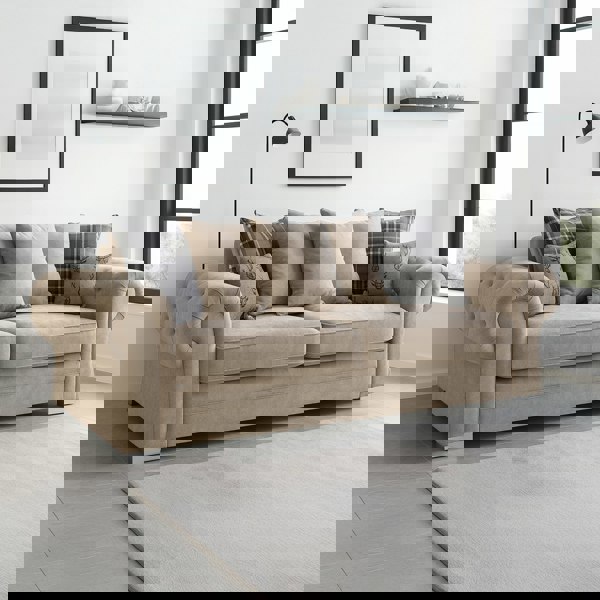 Furnishings For Less Milan Chesterfield Fabric 3 Seater Sofa - Scatter Back