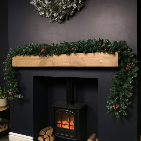 Samuel Alexander Premier 270cm (9ft) Christmas Garland Decoration With Red Berries & Cones