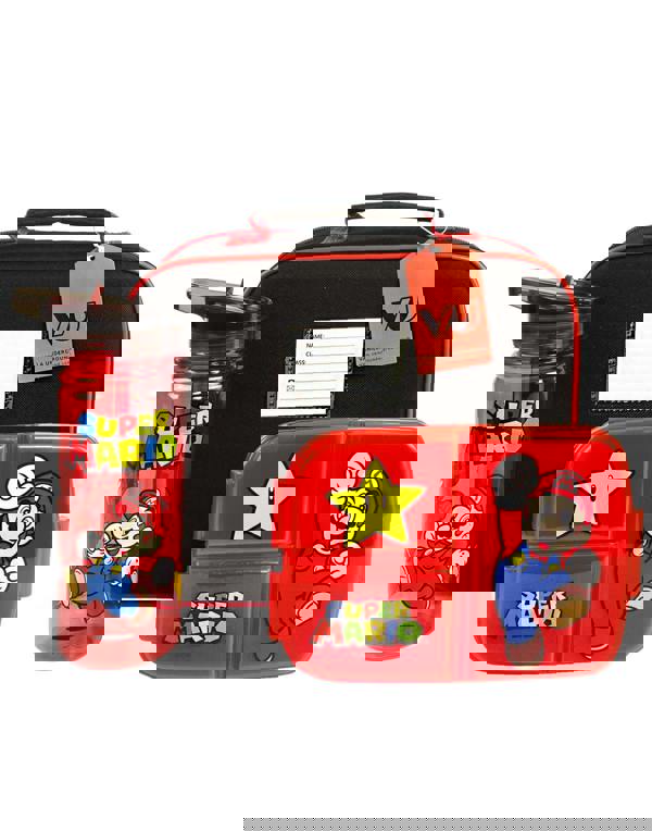 Nintendo Unisex Kids Black Mario Yoshi Print Lunch Bag Bottle and Snack Pot (One Size)