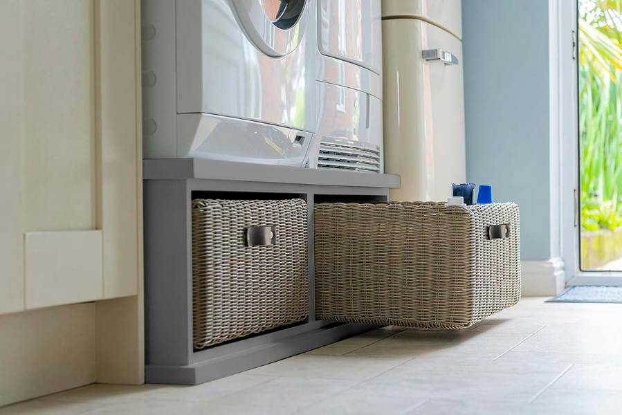 Statement Furniture Tetbury Washing Machine and Dryer Stand, Double Appliance Pedestal with Storage