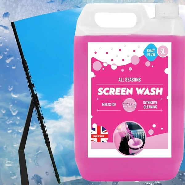 1 x 5L Pink Ready To Use All Season Windscreen Screen Wash Streak Free Finish