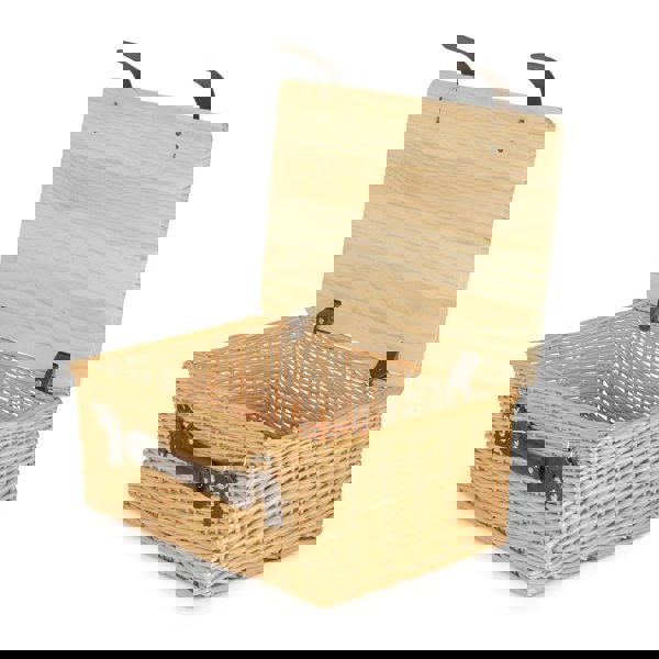 46cm Buff Willow Empty Picnic Basket with Pinewood Lid