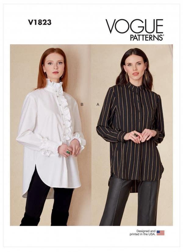 Vogue Sewing Pattern 1823, Tops, Shirts for Women, B5 (8-10-12-14-16) - Easy
