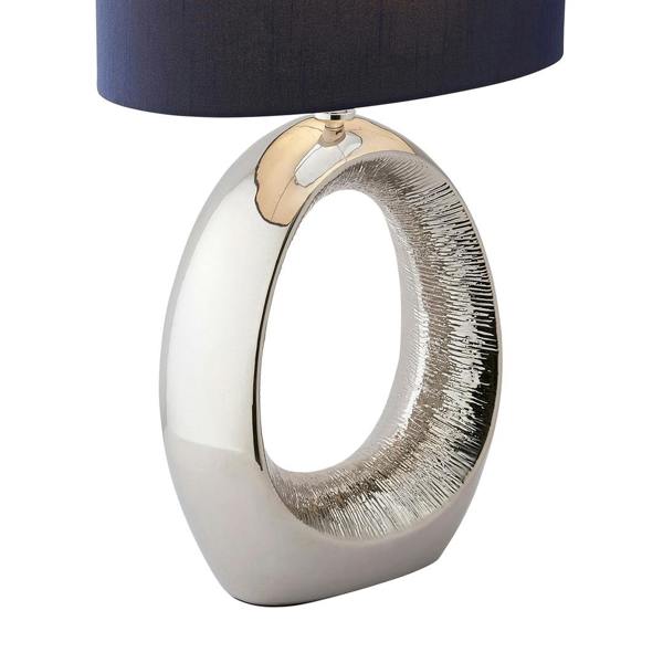 Dott Chrome Ceramic Table Lamp with Blue Shade