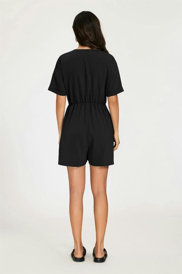 FS Collection Button Down Playsuit In Black