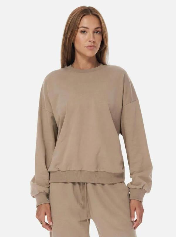 Anniou Relaxed Fit Crewneck Sweatshirt - camel