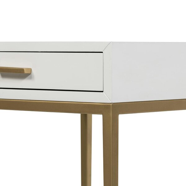 Wyld Haus Ravenna White Gloss and Gold Bedside Table with Drawer
