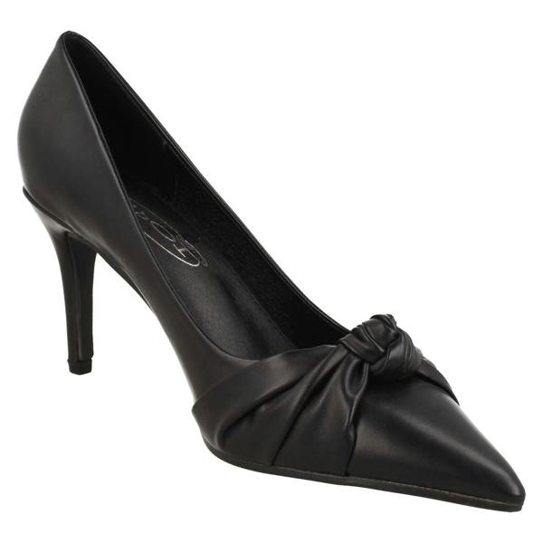 Spot On Ladies Spot On High Heel Twist Knot Vamp Pointed Toe Court Shoe F90130