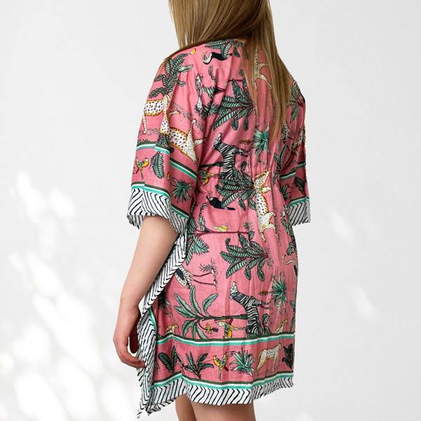 Hayley & Co Leopard and Jungle Print 100% Cotton Beach Kaftan