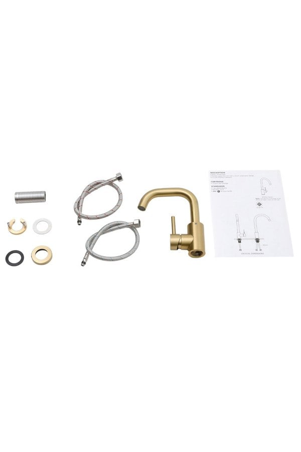 Living and Home Gold Arc Single-Handle Bathroom Faucet with Swivel Spout