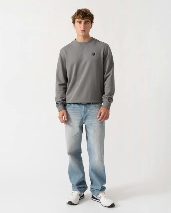 Outfit shot of Belstaff Mens Logo Sweatshirt - Atlantic Grey