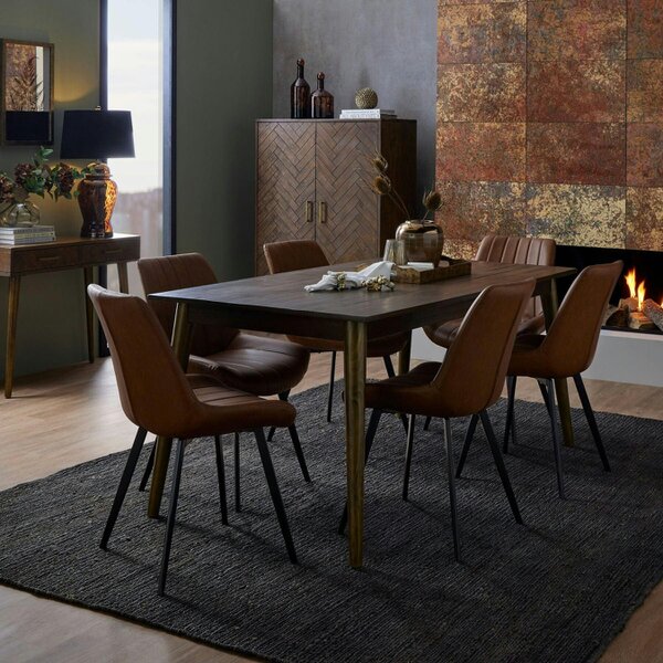 Wyld Haus Montagny Tan Brown Ribbed Upholstered Dining Chair