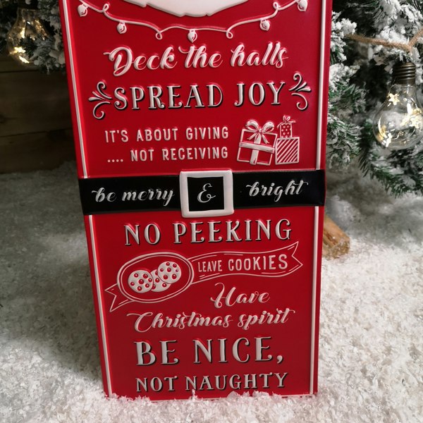 Samuel Alexander 68cm Indoor Outdoor Red Metal Santa's Rules Sign Hanging Christmas Decoration