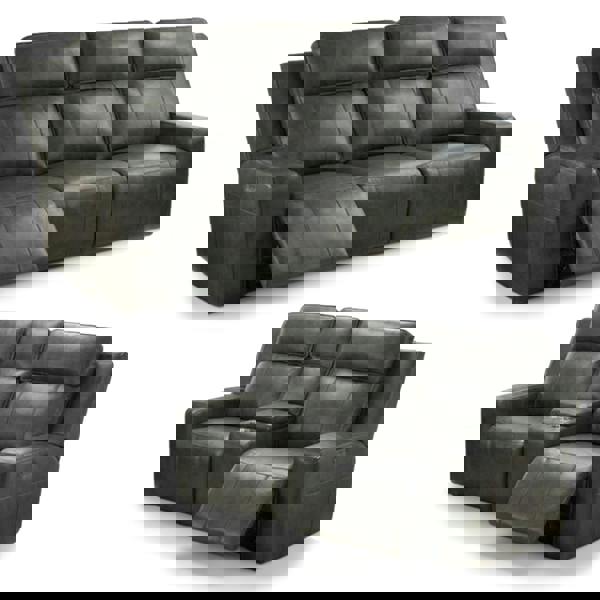 Furnishings For Less Barcino Leather Look Electric Reclining Sofa Suite 3 + 2 USB Charging