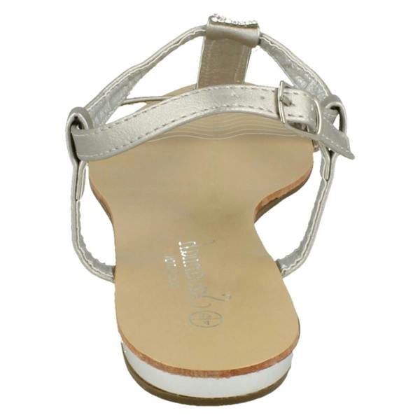 Savannah Ladies Savannah Flat T Bar Diamante Trim Casual Sandal