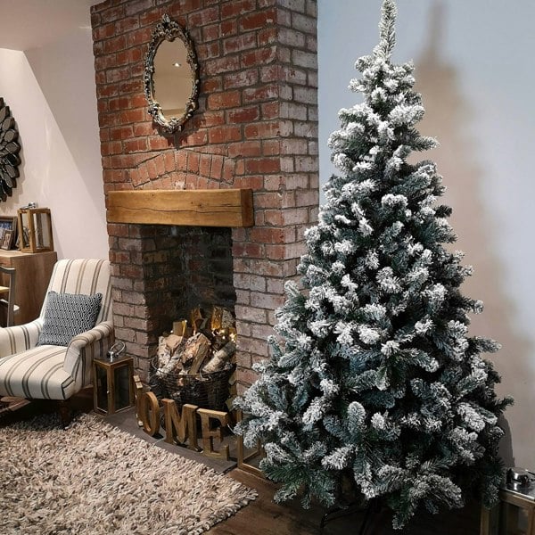 Samuel Alexander 7ft Snowy Imperial Pine White Green Fir Artificial Luxury Christmas Tree