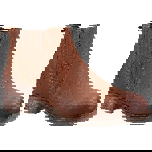 Hush Puppies Edith Womens Pull On Chelsea Dealer Ankle Boots, brown leather ankle boots with elastic side panels and a low wooden heel for stylish comfort.