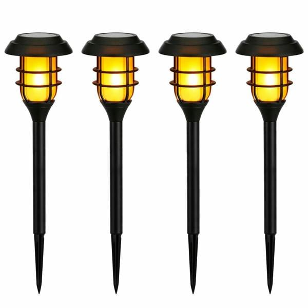 Gardenwize Pack of 4 Solar Stake Lights – Flaming LED Torch Lights