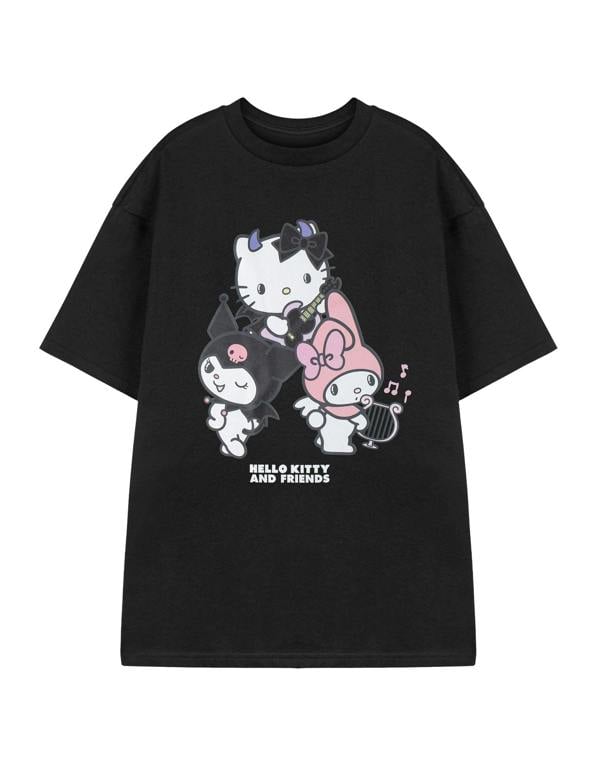 Hello Kitty Womens Black Rock Life Short Sleeved T-Shirt