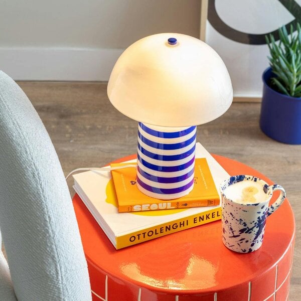 Love Frankie Stripy Table Lamp in Cobalt Blue