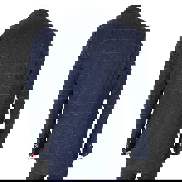 TruClothing TP-32 - Men's Navy Blue 3 Piece Wool Blend Tweed Suit