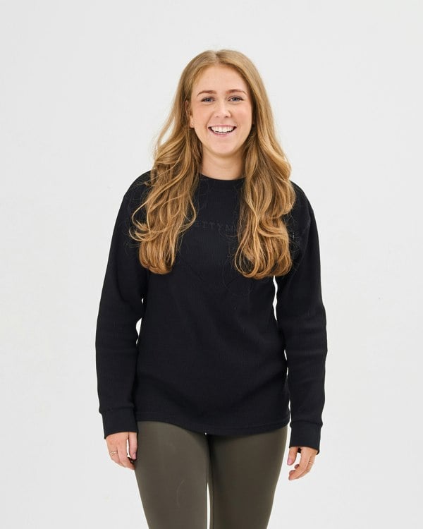 Pretty Mama Essential Ribbed Long-Sleeved Breastfeeding Top - Black