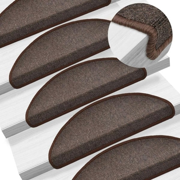 Berkfield Stair Mats 10 pcs 65x24x4 cm Coffee Brown