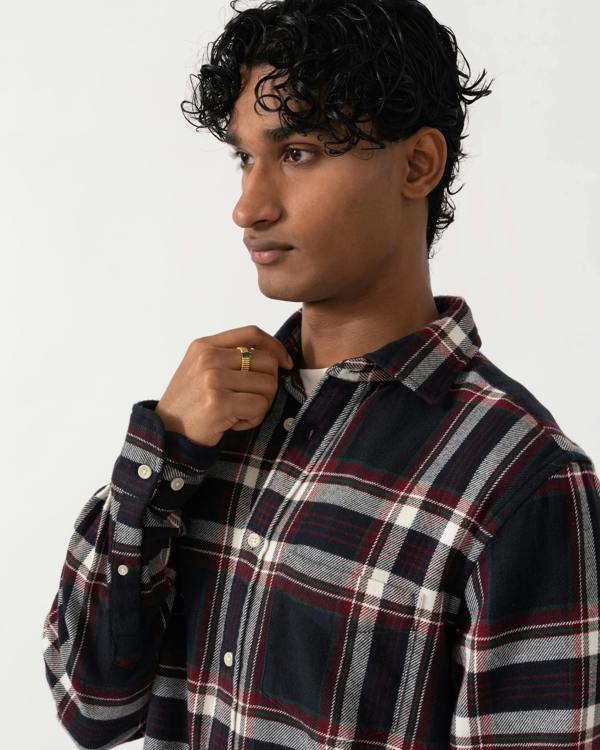 GANT Mens Regular Fit Flannel Check Shirt - 433 Evening Blue