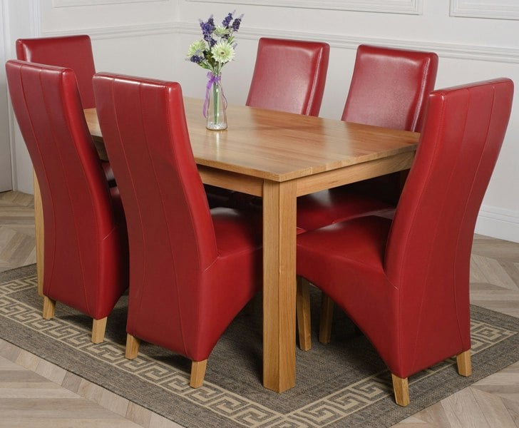 That's Furniture Oslo 150 x 90cm Medium Oak Dining Set with Lola Leather Chairs