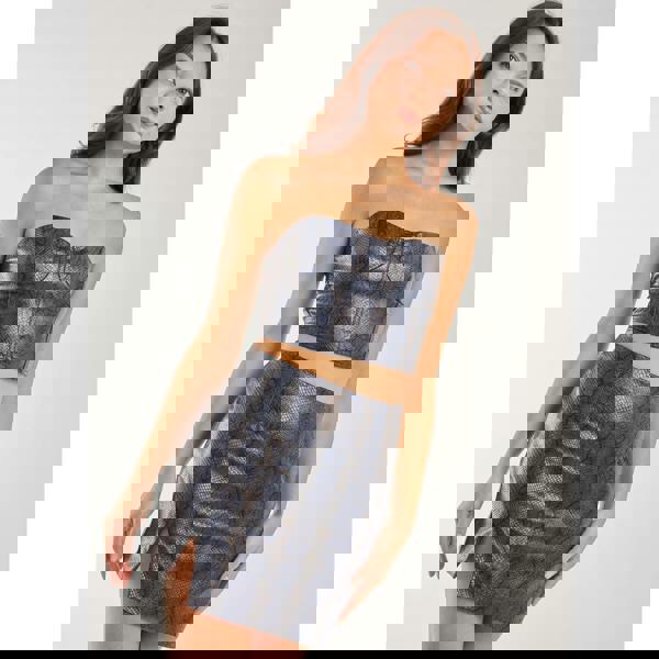 Pink Vanilla PU Snake Print Bandeau Top