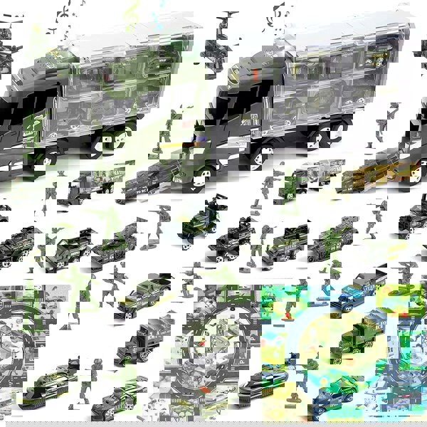 deAO Toys Die-Cast Rescue Truck Toy Set with a Carrier Truck with Map, and Accessories for Kids